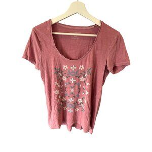 Lucky Brand Women's Floral Graphic Tee Pink Small Feminine Casual T Shirt